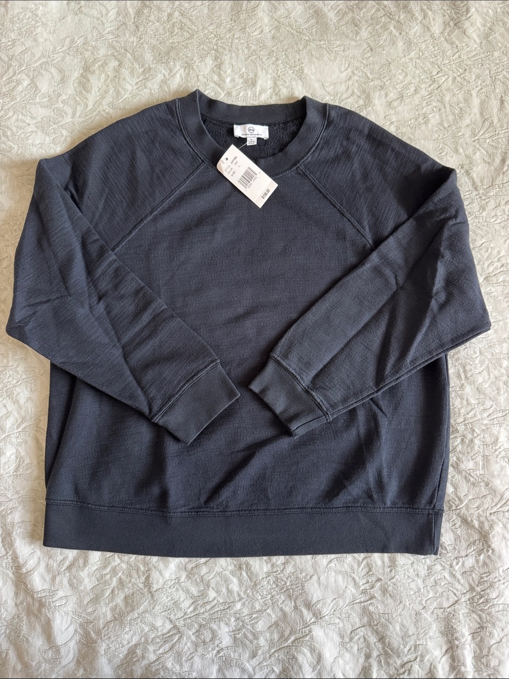 Ag Adriano Goldschmied Women’s Black Crewneck Waffle Sweater